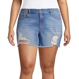 Sofia jeans Lila mid rise distressed denim shorts size 20